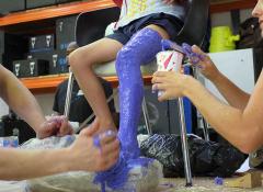 Moulding a childs leg, Special effects Fabrication, Fabricated body doubles