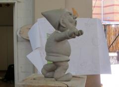 Clay sculpture of IKEA gnome. Fabrication Cape Town